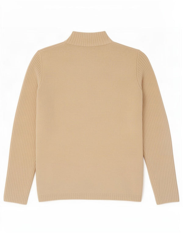 CARLA FERRONI Womens Turtle Neck Jumper Sweater UK 14 Medium Beige Wool