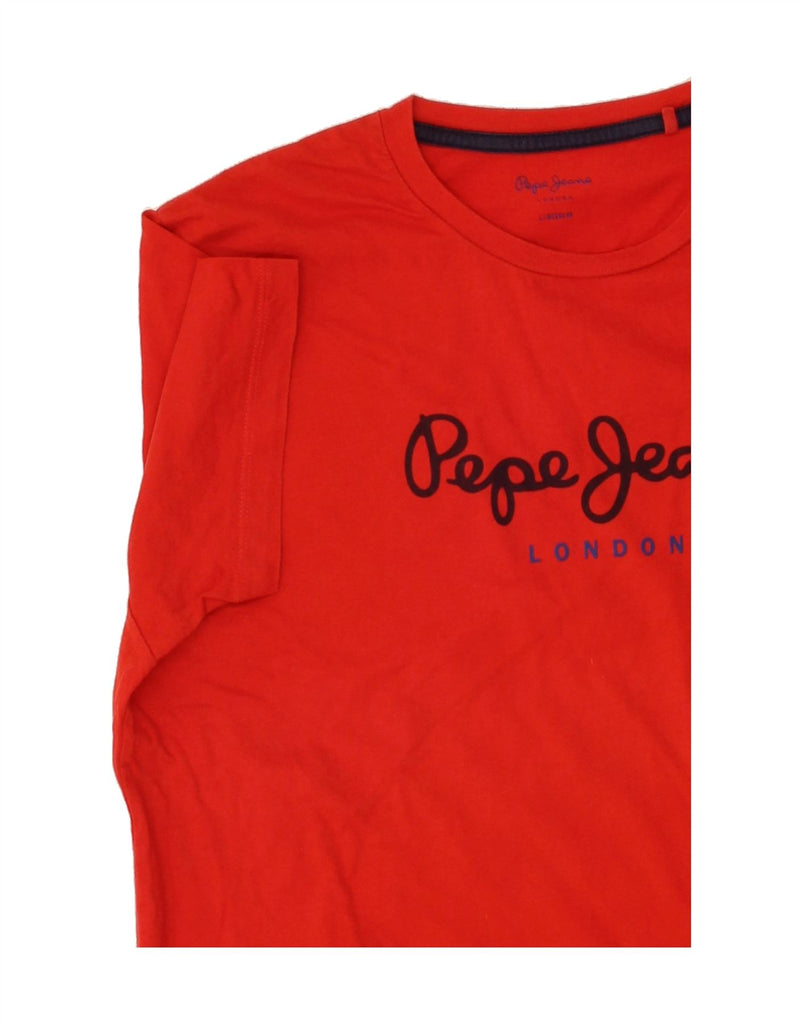 PEPE JEANS Womens Graphic T-Shirt Top UK 16 Large Red Cotton | Vintage PEPE Jeans | Thrift | Second-Hand PEPE Jeans | Used Clothing | Messina Hembry 