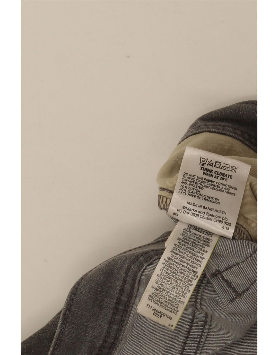 Marks & Spencer Mens Straight Jeans W40 L29 Grey Cotton