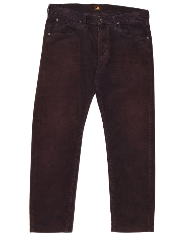 Lee Mens Daren Zip Fly Straight Corduroy Trousers W34 L29 Navy Blue Cotton