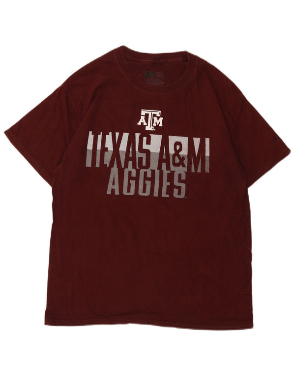 RUSSELL ATHLETIC Mens Graphic T-Shirt Top UK 38/40 Medium Burgundy