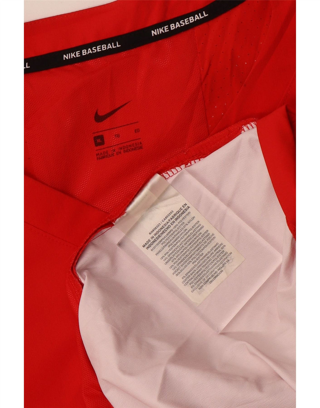 Nike Mens Baseball Top 3/4 Sleeve XL Red Polyester