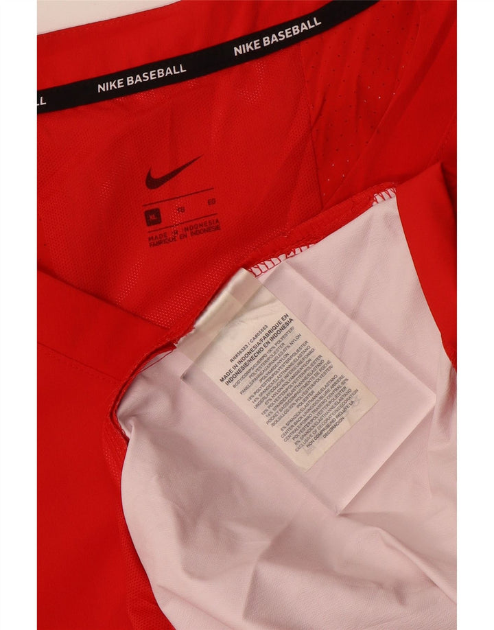 Nike Mens Baseball Top 3/4 Sleeve XL Red Polyester