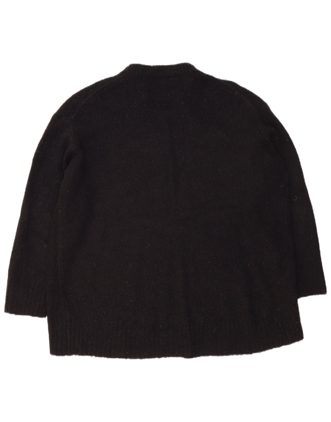 Zara Womens Oversized Crew Neck Jumper Sweater UK 14 Medium Black Acrylic