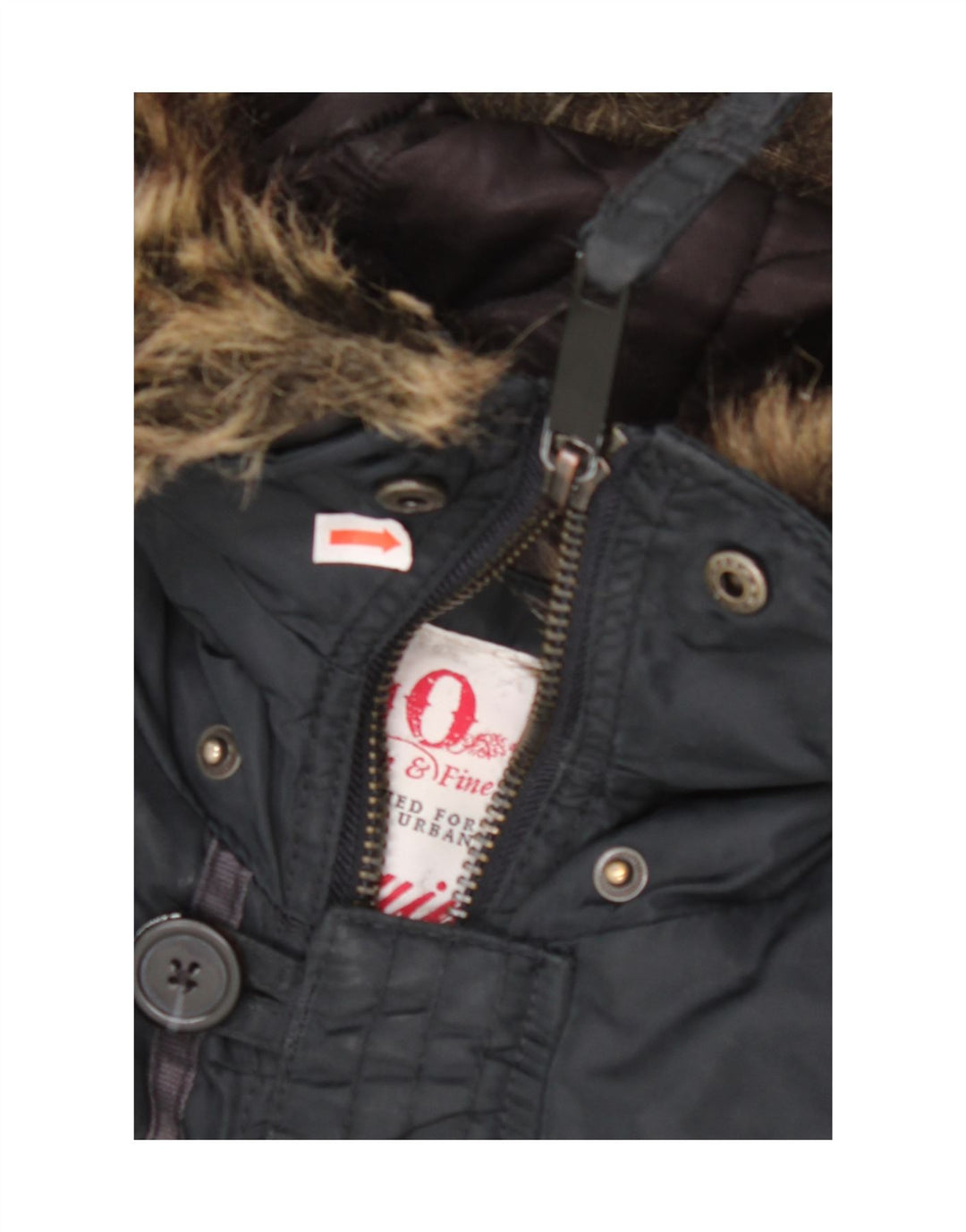 KHUJO Mens Hooded Parka Jacket UK 38 Medium Navy Blue Nylon