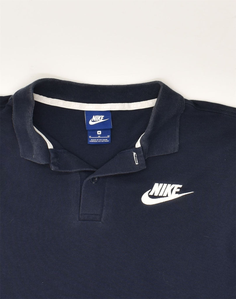 NIKE Mens Polo Shirt Medium Navy Blue Cotton | Vintage Nike | Thrift | Second-Hand Nike | Used Clothing | Messina Hembry 