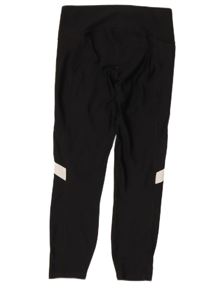 Under Armour Womens Crop Leggings UK 12 Medium  Black Colourblock Polyester