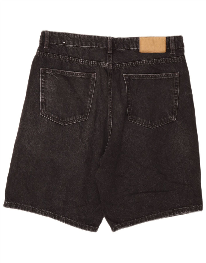 Zara Mens Denim Shorts EU 42 Large W32 Grey Cotton