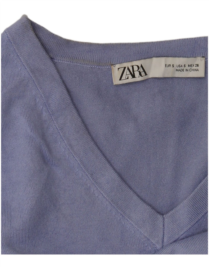 Zara Womens V-Neck Jumper Sweater UK 10 Small Purple