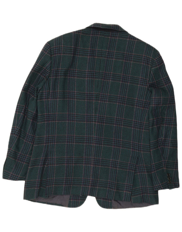 Vintage Mens 2 Button Blazer Jacket IT 52 XL Navy Blue Houndstooth