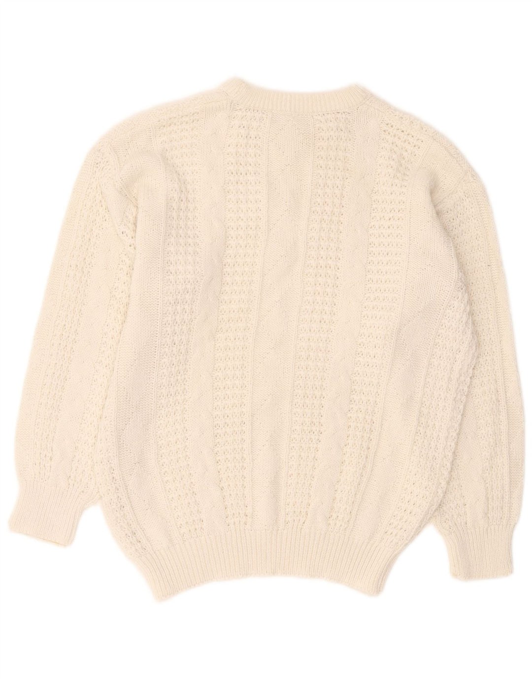 VINTAGE Womens Oversized Crew Neck Jumper Sweater UK 10/12 Medium White