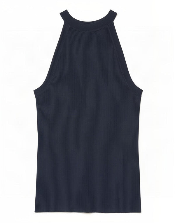 Zara Womens Halter Top UK 8 Small Navy Blue Viscose