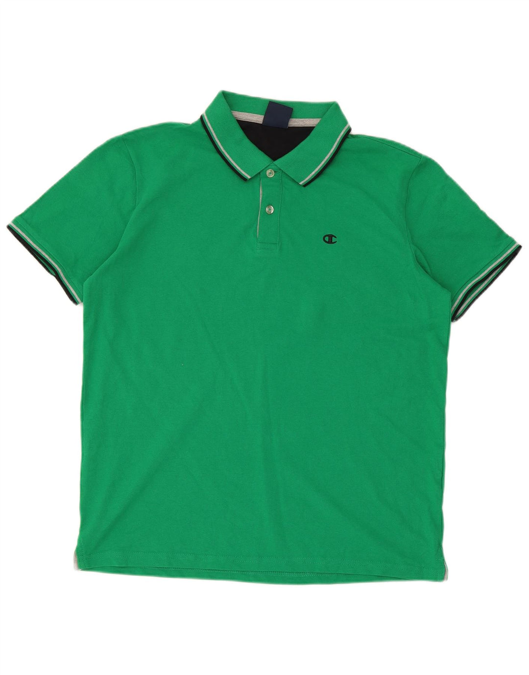 Champion Mens Polo Shirt Medium Green Striped