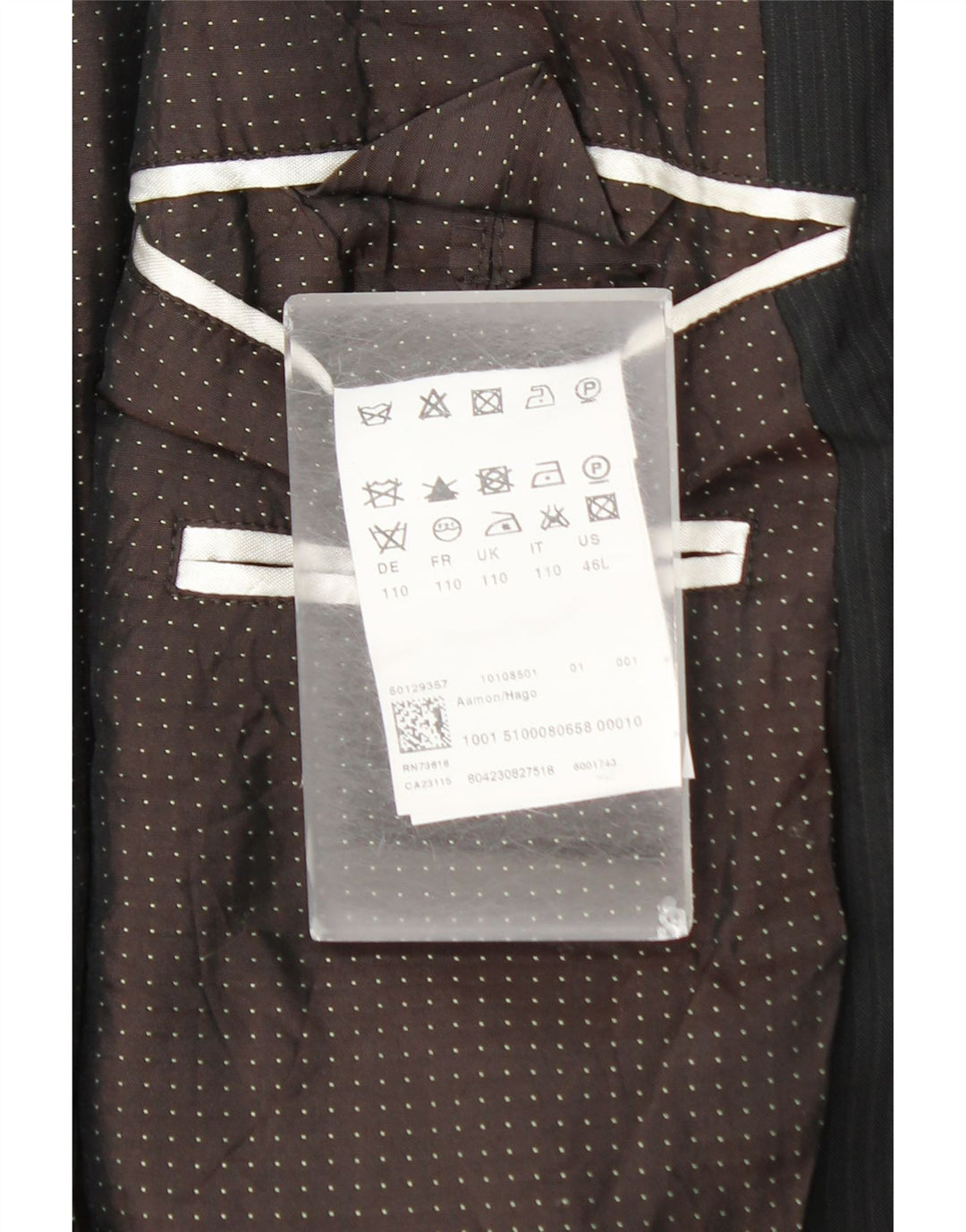 Hugo Boss Mens 2 Button Blazer Jacket UK 44 2XL Black Pinstripe Wool