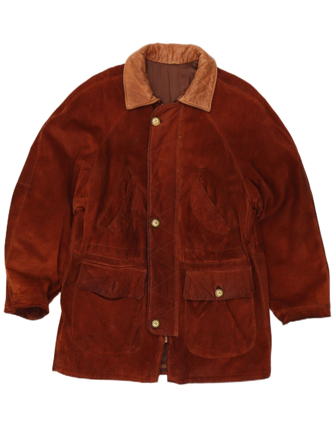 Vintage Mens Suede Jacket IT 54 2XL Brown Leather