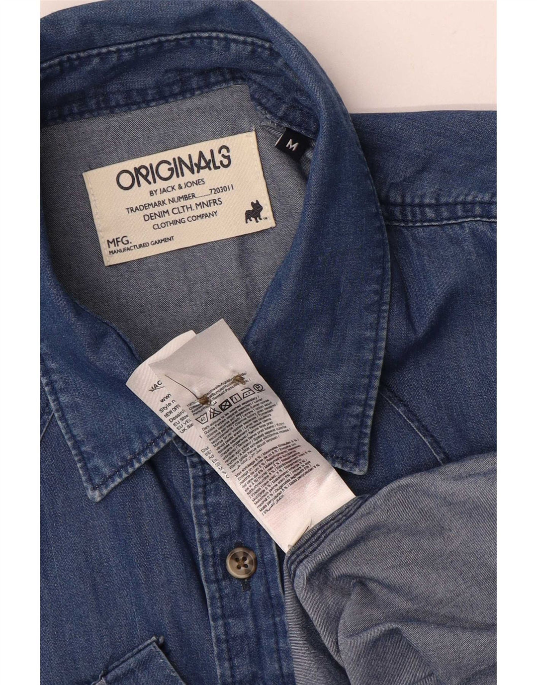 Jack & Jones Mens Denim Shirt Medium Blue Cotton