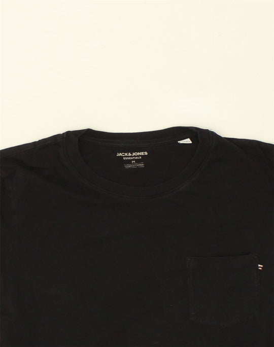 JACK & JONES Mens T-Shirt Top Medium Black Cotton