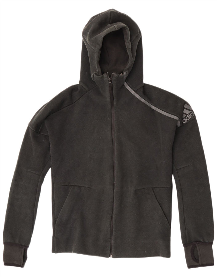 Adidas Mens Graphic Zip Hoodie Sweater Small Black Polyester