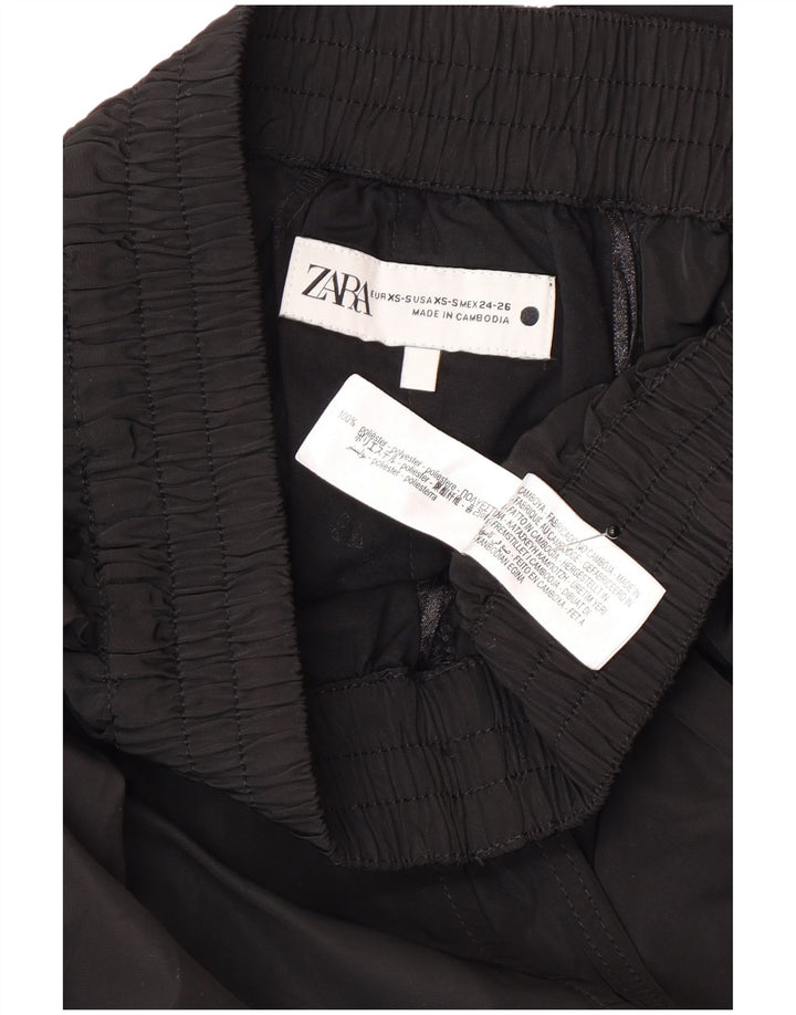Zara Womens Flared Skirt XS W30  Black Polyester