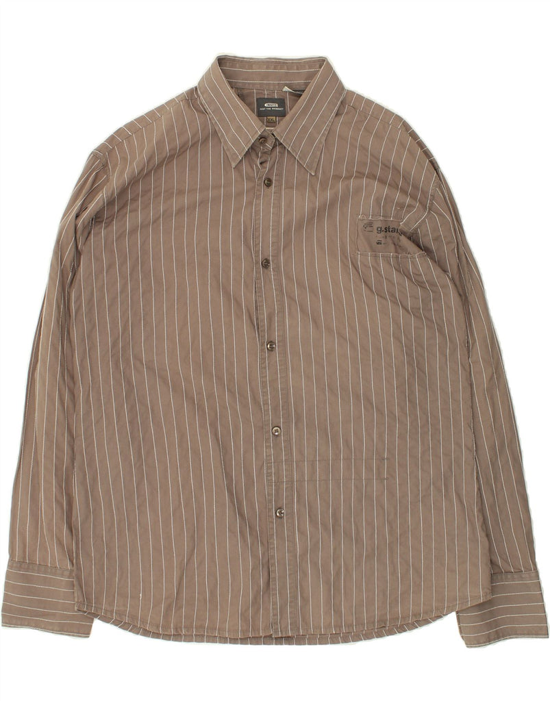 G-STAR Mens Shirt 2XL Brown Pinstripe Cotton Vintage G-Star and Second-Hand G-Star from Messina Hembry 