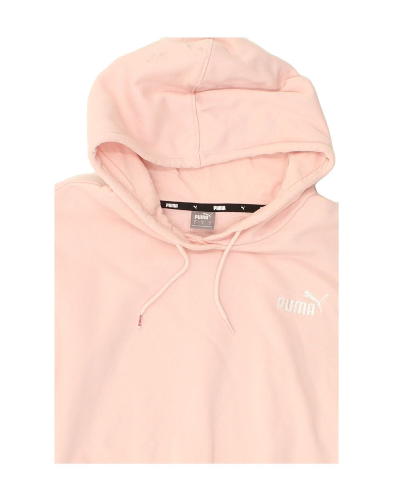 PUMA Womens Oversized Crop Hoodie Jumper UK 10 Small Pink Cotton Vintage Puma and Second-Hand Puma from Messina Hembry 