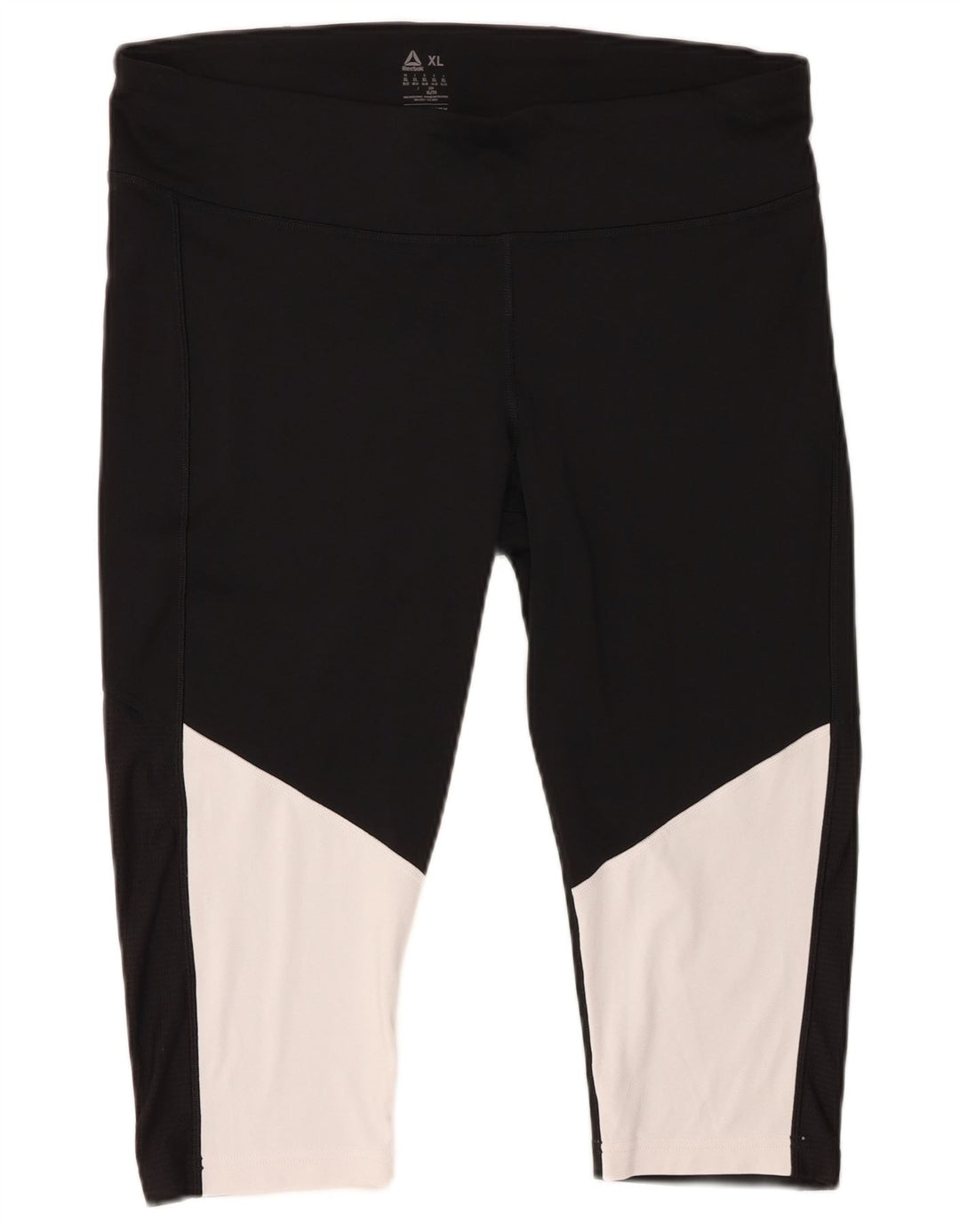 REEBOK Womens Capri Leggings UK 20/22 XL Black Colourblock Polyester