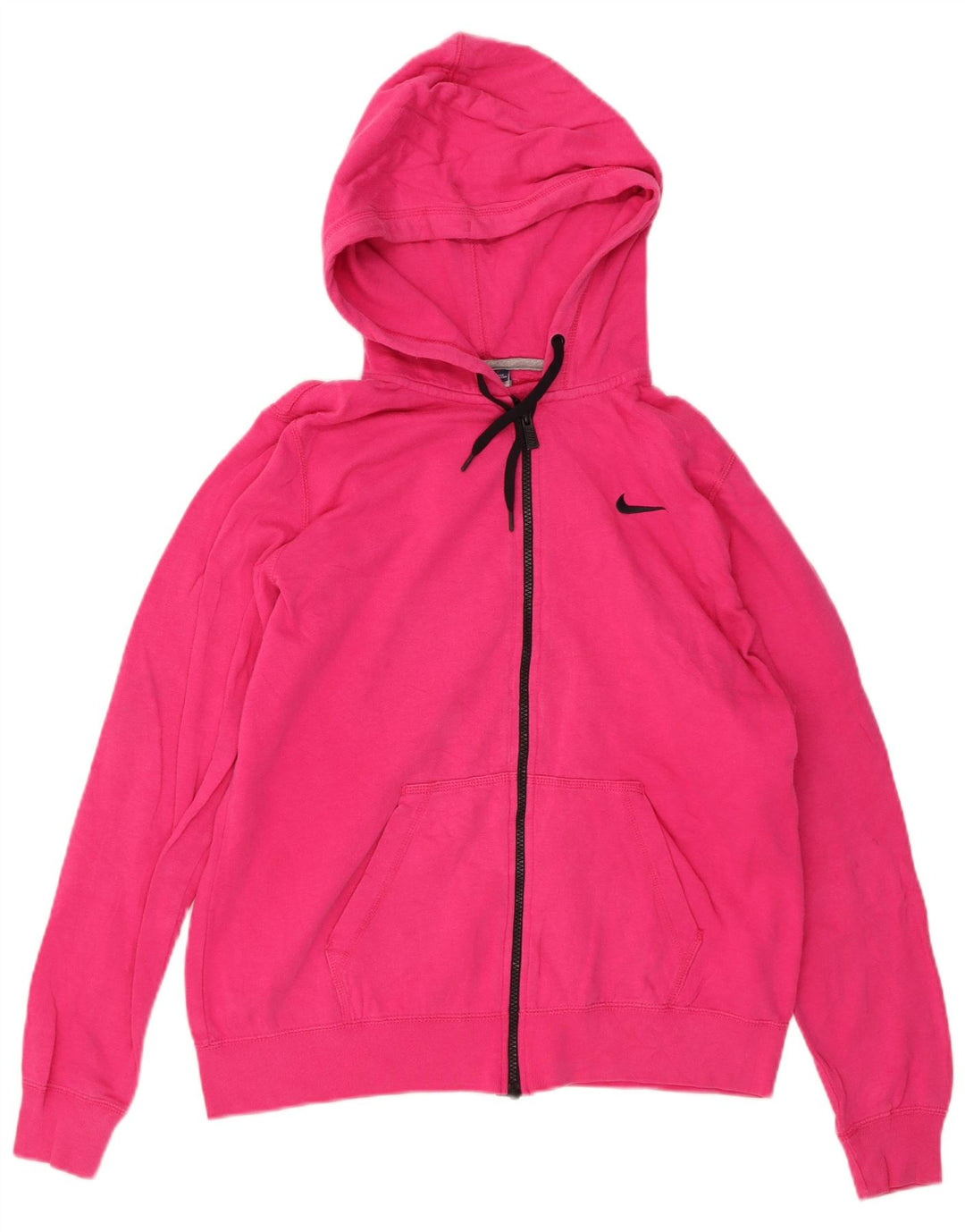 NIKE Womens Zip Hoodie Sweater UK 18 XL Pink Cotton