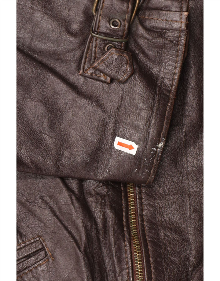 VINTAGE Mens Leather Jacket UK 42 XL Brown Leather