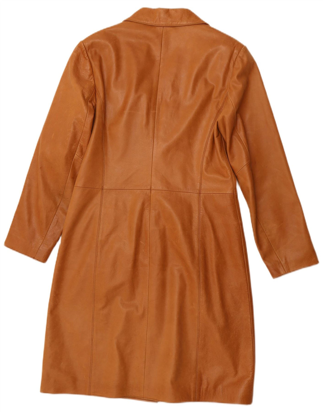 NEXT Womens Petite Leather Coat UK 12 Medium  Brown Leather