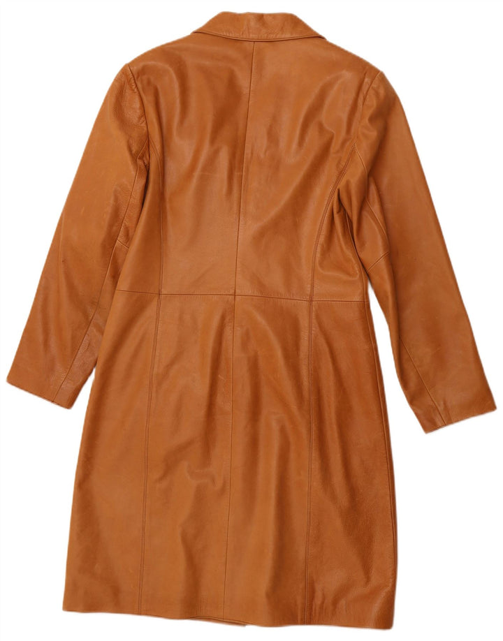 NEXT Womens Petite Leather Coat UK 12 Medium  Brown Leather