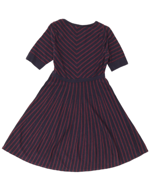 Boden Womens Short Sleeves Jumper Dress UK 16 Large Navy Blue Striped Wool