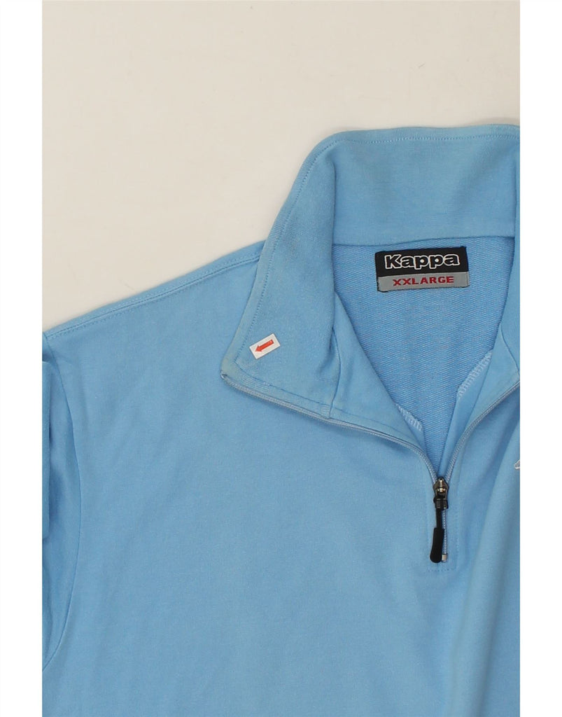 KAPPA Mens Zip Neck Sweatshirt Jumper 2XL Blue Cotton | Vintage Kappa | Thrift | Second-Hand Kappa | Used Clothing | Messina Hembry 