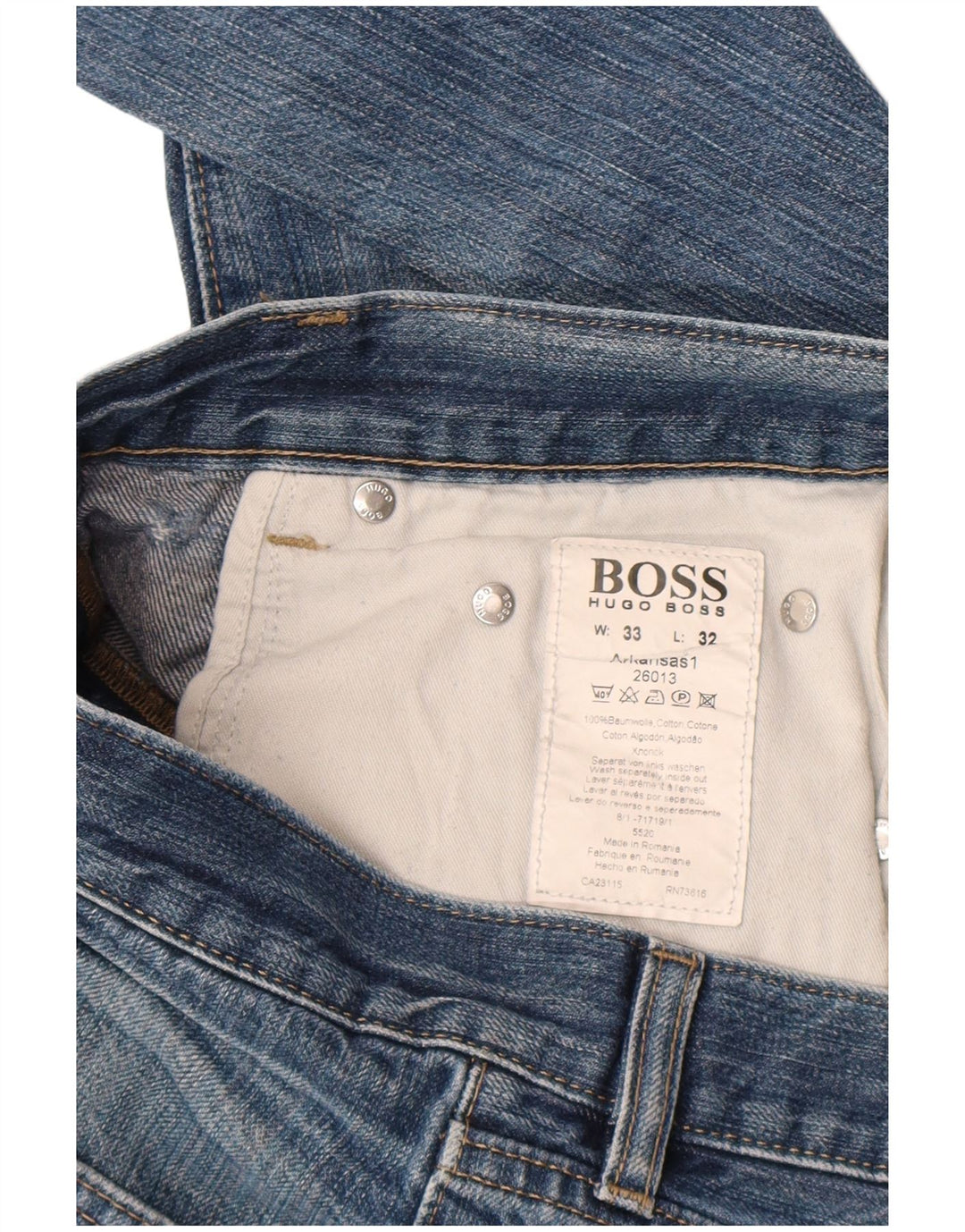 Hugo Boss Mens Straight Jeans W33 L32 Blue Cotton