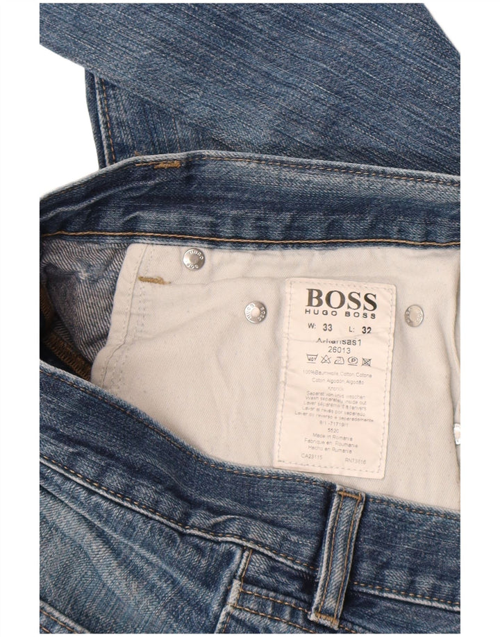 Hugo Boss Mens Straight Jeans W33 L32 Blue Cotton