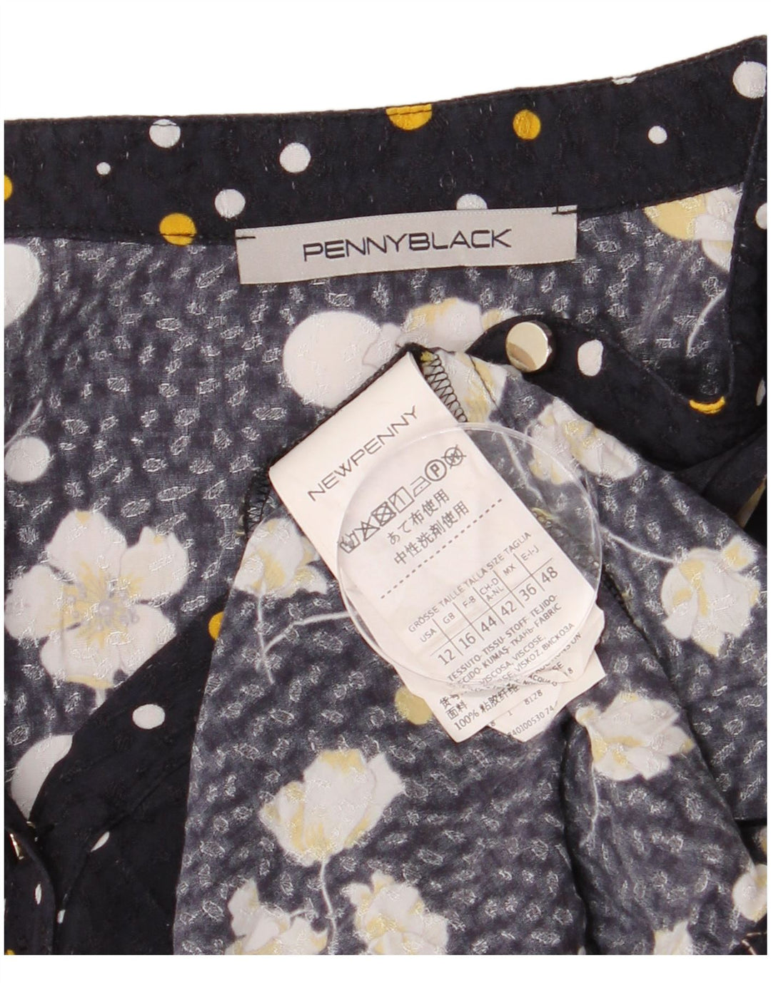 Penny Black Womens Pullover Shirt UK 16 Large Navy Blue Floral Viscose