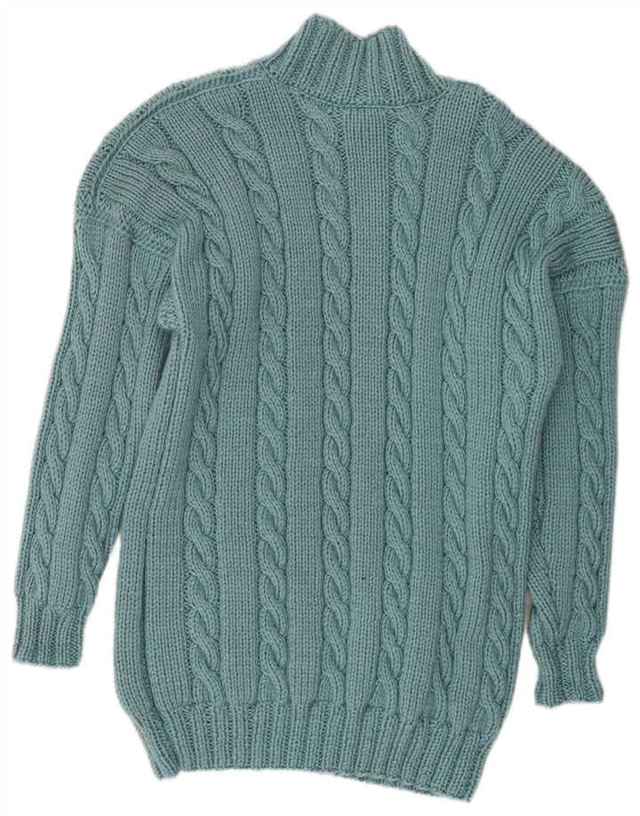 Vintage Womens Longline Cardigan Sweater UK 16 Large Blue