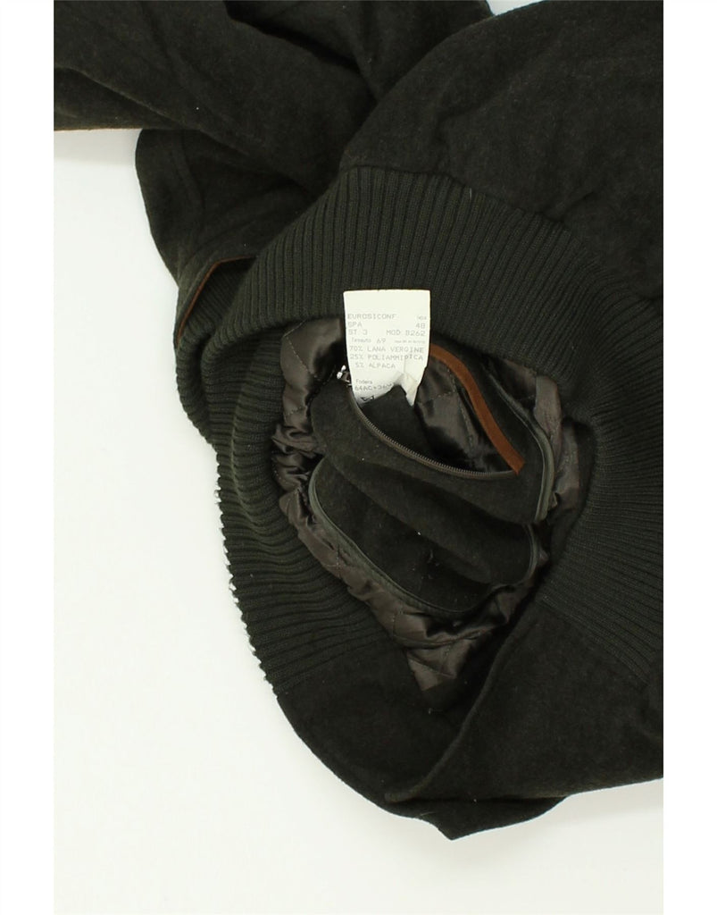 STEINBOCK Mens Bomber Jacket IT 48 Medium Khaki Wool | Vintage Steinbock | Thrift | Second-Hand Steinbock | Used Clothing | Messina Hembry 