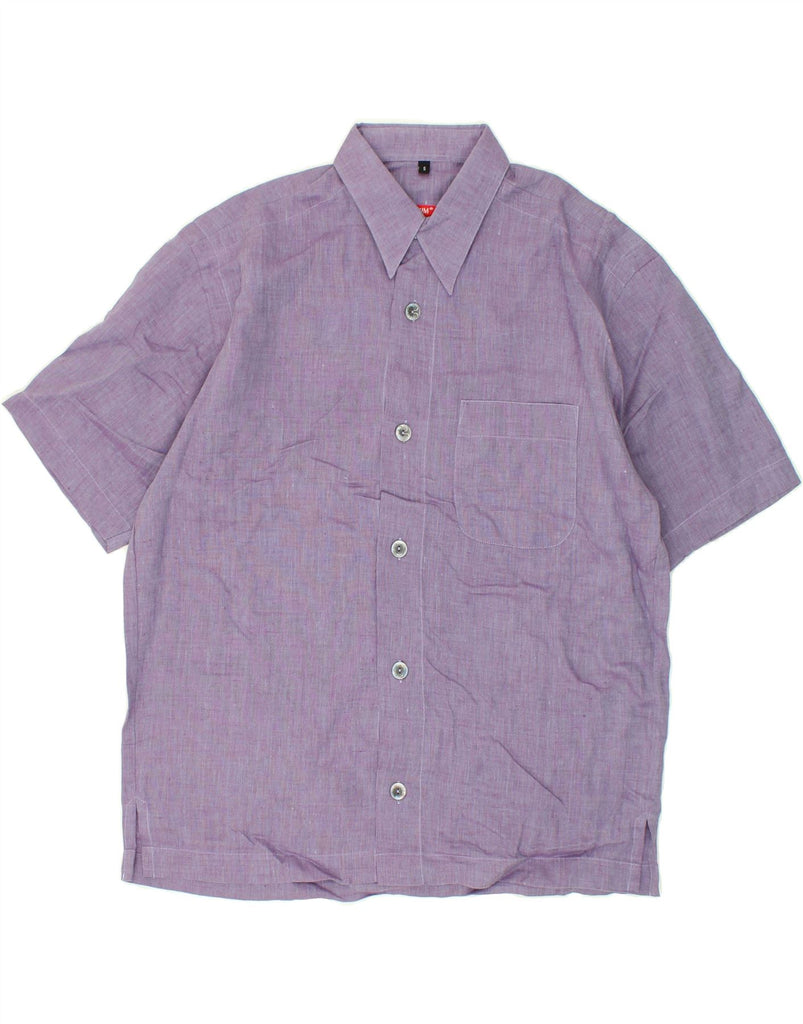 SIGNUM Mens Short Sleeve Shirt Small Purple Vintage Signum and Second-Hand Signum from Messina Hembry 