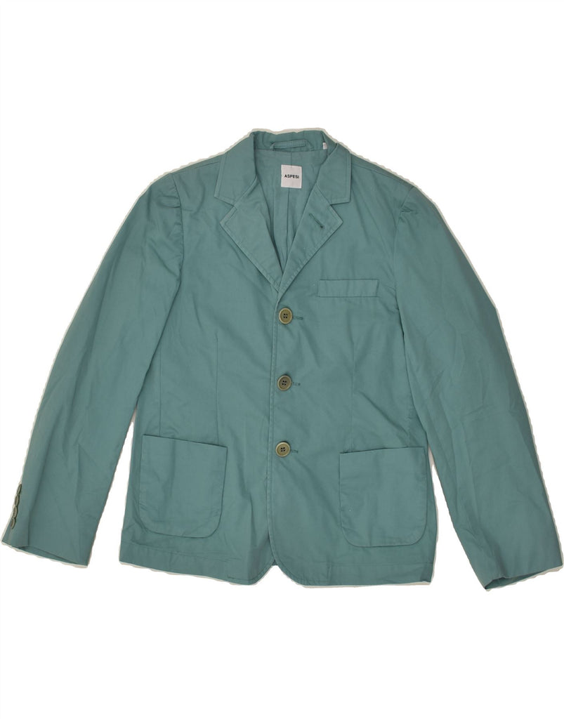 ASPESI Boys 3 Button Blazer Jacket 9-10 Years Turquoise Cotton | Vintage Aspesi | Thrift | Second-Hand Aspesi | Used Clothing | Messina Hembry 