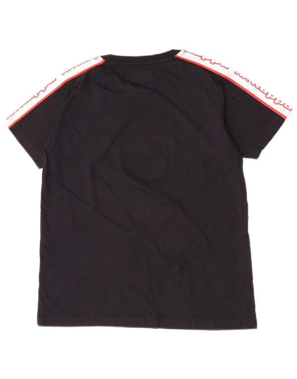 Kappa Womens Graphic T-Shirt Top UK 14 Large Black Colourblock Cotton