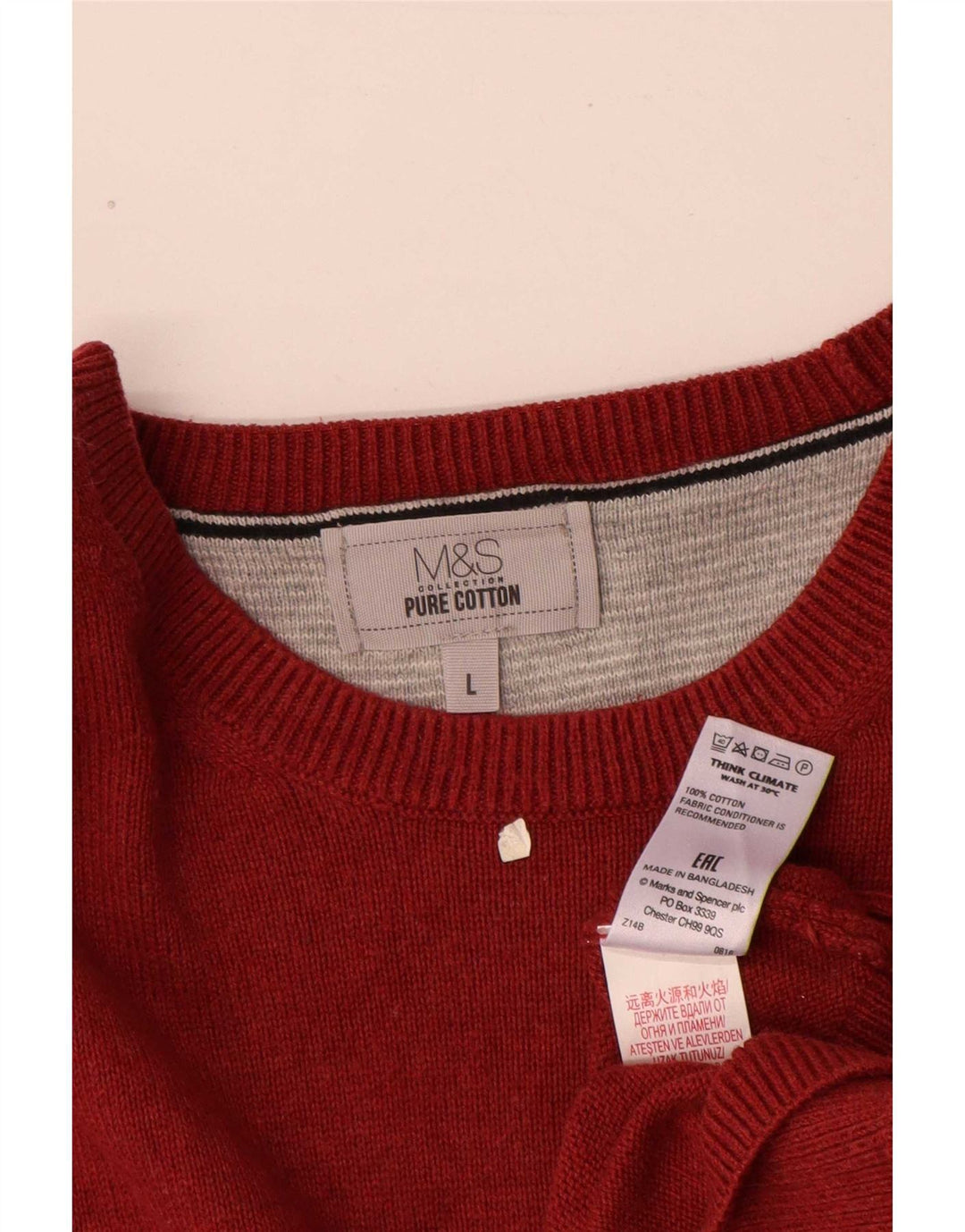 Marks & Spencer Mens Boat Neck Jumper Sweater Large Red Cotton