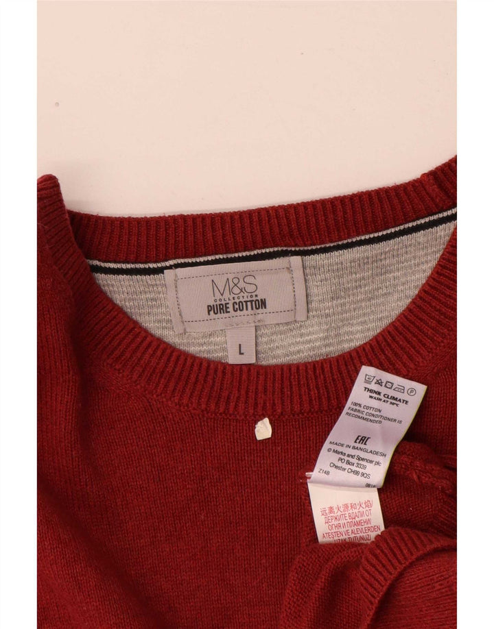 Marks & Spencer Mens Boat Neck Jumper Sweater Large Red Cotton