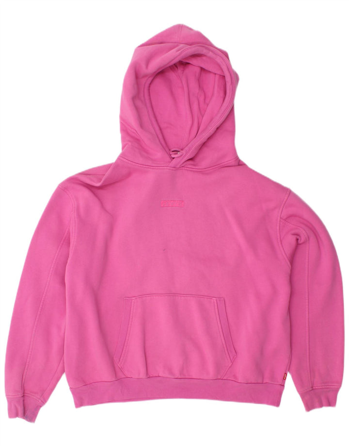 LEVI'S Womens Crop Oversized Hoodie Jumper UK 14 Medium Pink Cotton
