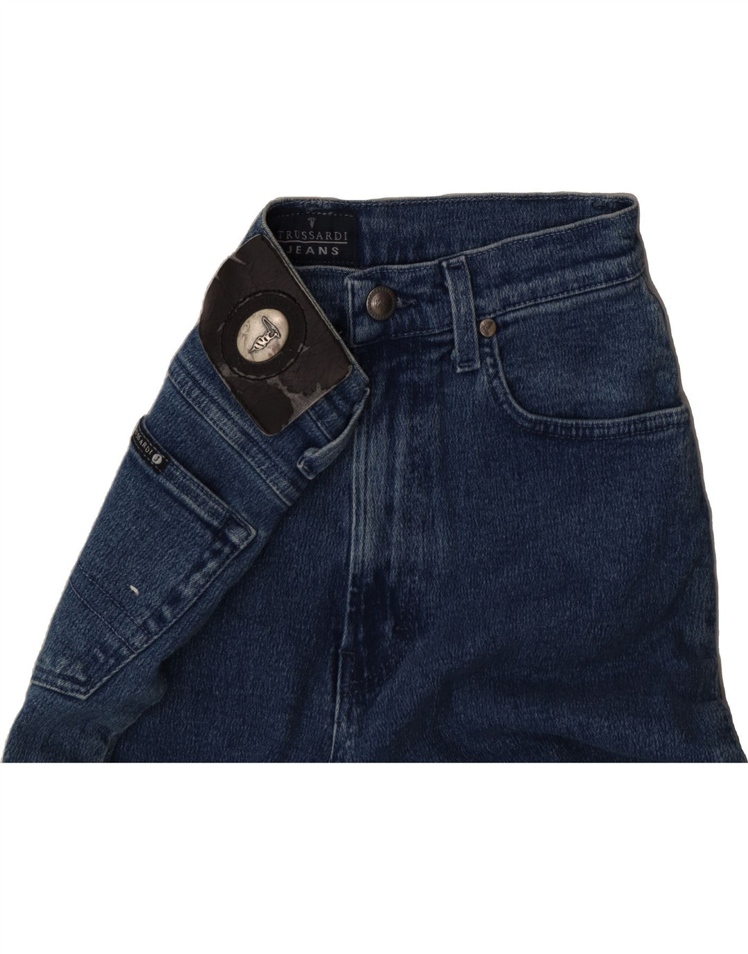 TRUSSARDI Womens Tapered Jeans W27 L29 Blue Cotton Vintage Trussardi and Second-Hand Trussardi from Messina Hembry 