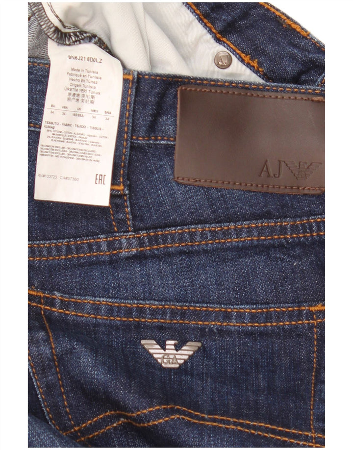 Armani Mens Straight Jeans W34 L32 Navy Blue Cotton