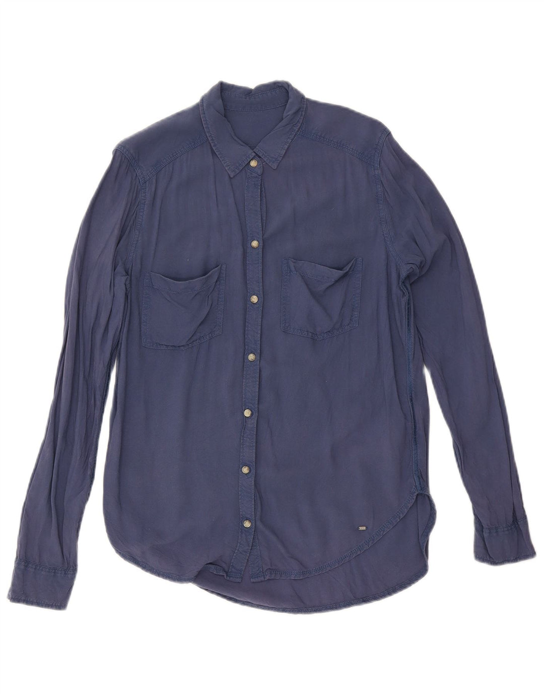 Abercrombie & Fitch Womens Shirt UK 14 Medium Navy Blue Viscose