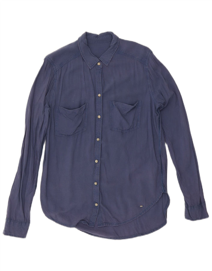 Abercrombie & Fitch Womens Shirt UK 14 Medium Navy Blue Viscose