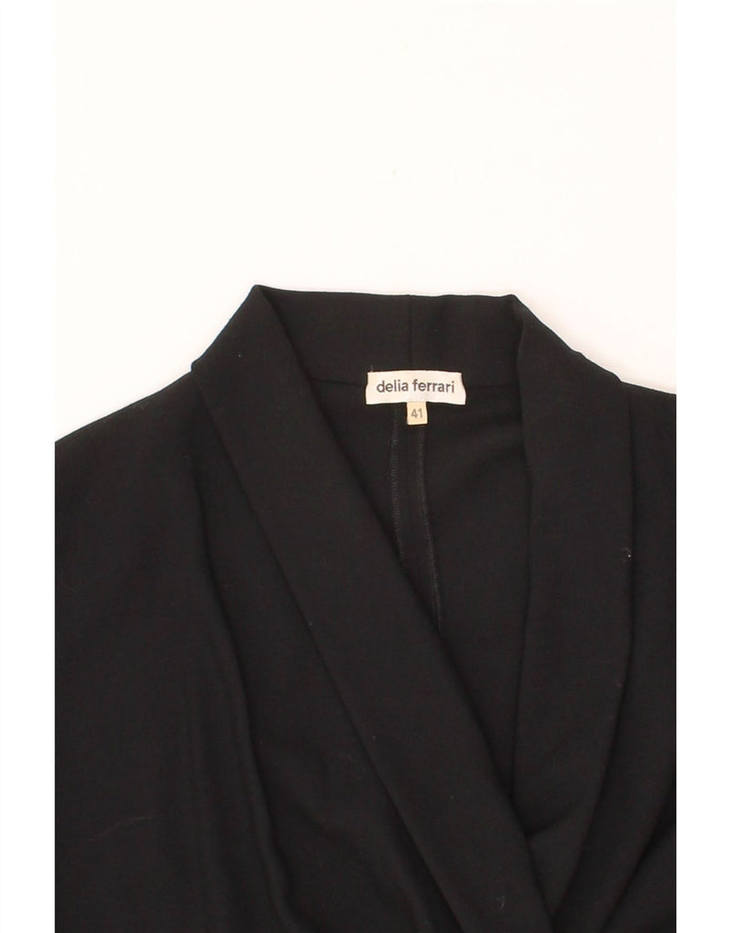DELIA FERRARI Womens 1 Button Blazer Jacket IT 41 Medium Black Virgin Wool Vintage Delia Ferrari and Second-Hand Delia Ferrari from Messina Hembry 