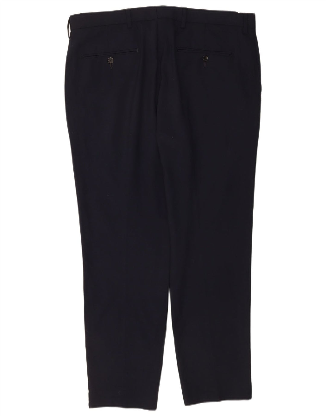 Marks & Spencer Mens Straight Chino Trousers W36 L29 Navy Blue Wool