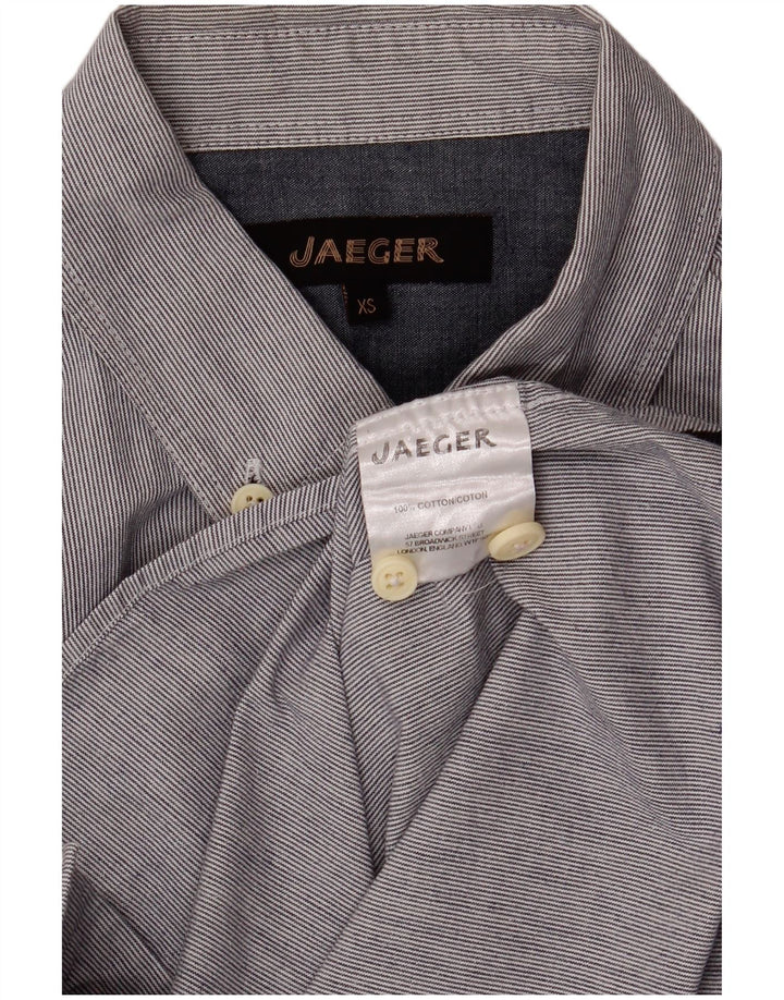 JAEGER Mens Shirt XS Navy Blue Pinstripe Cotton
